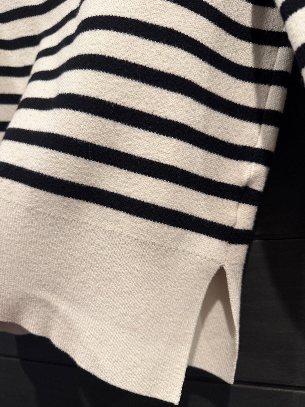 Striped Cream and Black Crewneck Sweater - Women's - Picture 4 of 6